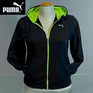 Puma, Black/lime hoodie, Size Lg